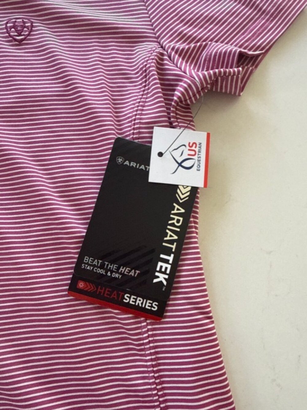 ARIAT Pink & White Heat Series Polo Shirt - Picture 2 of 5